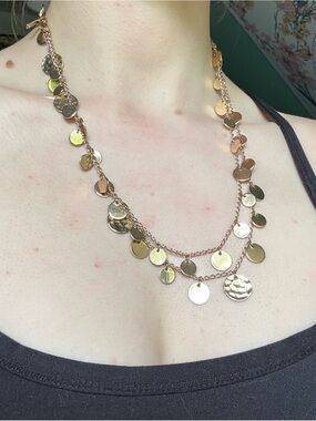 Nine West Gold Layered Disc Charm Necklace
